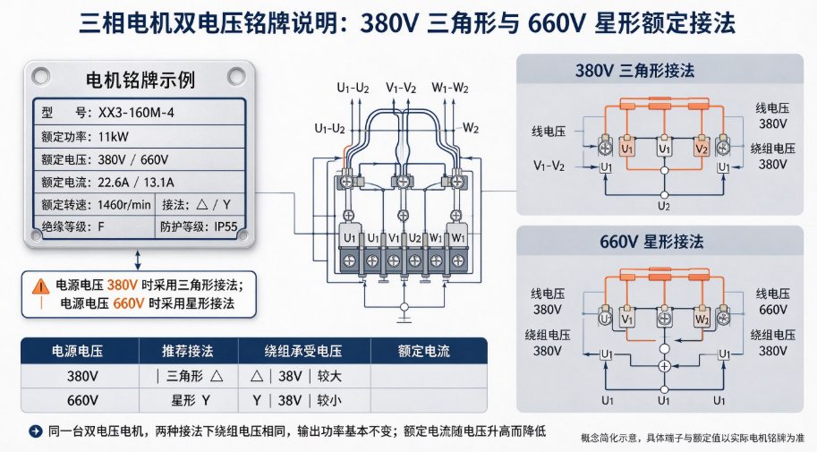 电机电压、频率与接法怎么看？380V、660V、50Hz和6